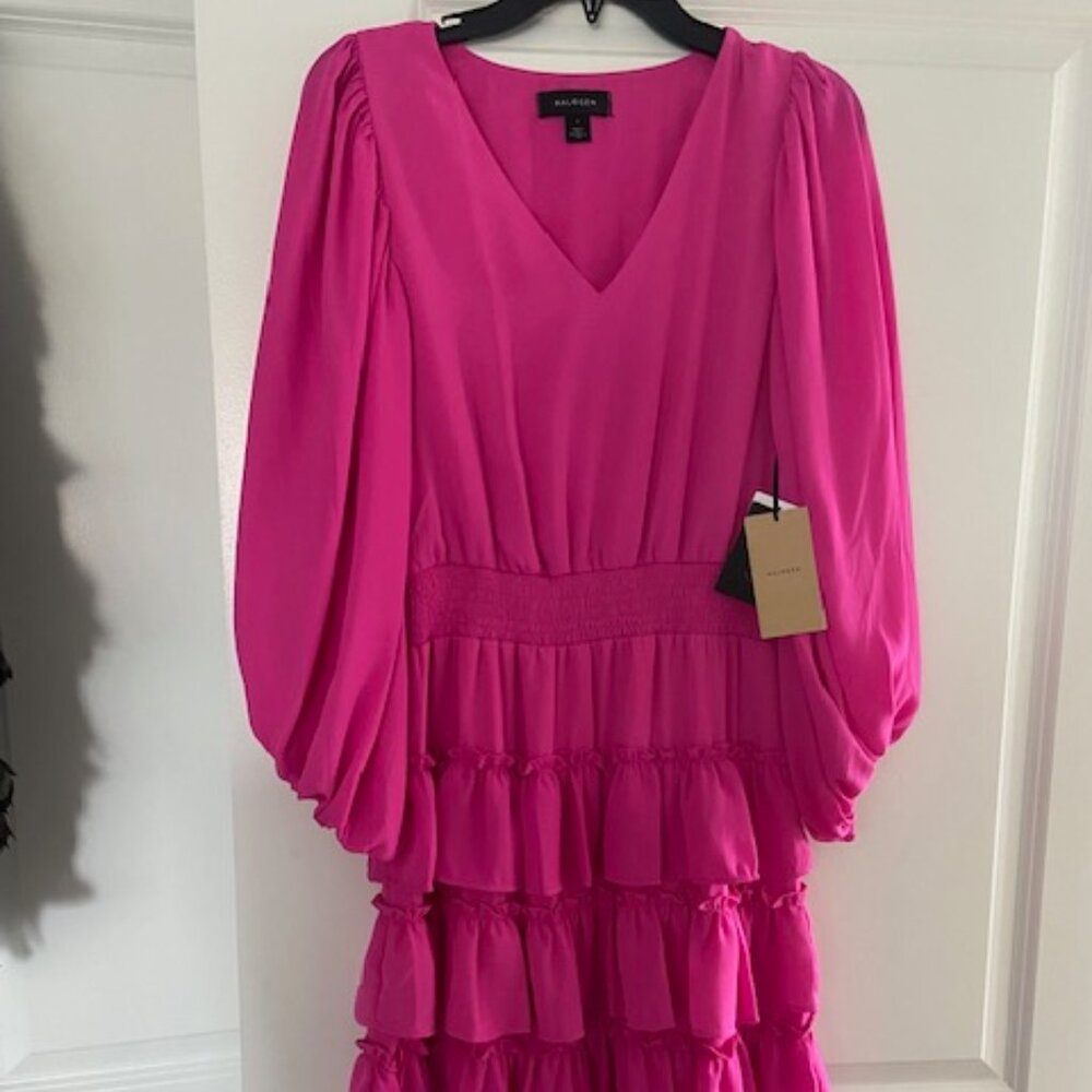 Pink Summer Chiffon Midi Dress - New with tags - Picture 3 of 4